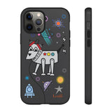 LouliiBot™ Space Friends phone case showing a cute robot dog in black