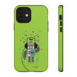 LouliiBot™ Space Friends cute robot with head phones phone case in green