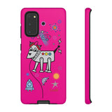LouliiBot™ Space Friends phone case showing a cute robot dog in pink