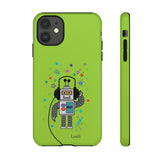 LouliiBot™ Space Friends cute robot with head phones phone case in green