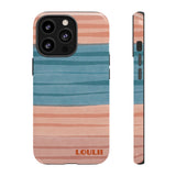 Loulii Fun™ Phone Case in pale pink and blue ribbon stripes