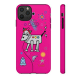 LouliiBot™ Space Friends phone case showing a cute robot dog in pink