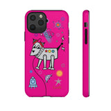 LouliiBot™ Space Friends phone case showing a cute robot dog in pink