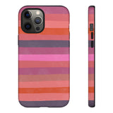 Loulii Fun™ Phone Case in pale pink and reds ribbon stripes