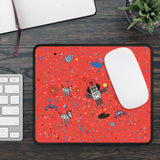 LouliiBot™ Space Friends Gaming Mouse Pad in red with a mouse on it