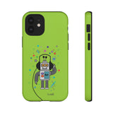 LouliiBot™ Space Friends cute robot with head phones phone case in green