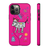 LouliiBot™ Space Friends phone case showing a cute robot dog in pink