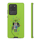 LouliiBot™ Space Friends cute robot with head phones phone case in green