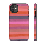 Loulii Fun™ Phone Case in pale pink and reds ribbon stripes
