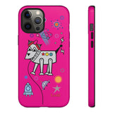 LouliiBot™ Space Friends phone case showing a cute robot dog in pink