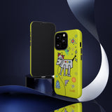 LouliiBot™ Space Friends phone case showing a cute robot dog in space in lime green