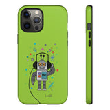 LouliiBot™ Space Friends cute robot with head phones phone case in green