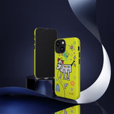 LouliiBot™ Space Friends phone case showing a cute robot dog in space in lime green
