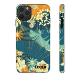Loulii Blossom™ phone case that shows elegant flowers in a tropical setting