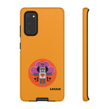 LouliiBot™ orange phone case with a cute robot with a heart