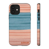 Loulii Fun™ Phone Case in pale pink and blue ribbon stripes