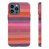 Loulii Fun™ Phone Case in pale pink and reds ribbon stripes