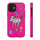 LouliiBot™ Space Friends phone case showing a cute robot dog in pink