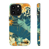 Loulii Blossom™ phone case that shows elegant flowers in a tropical setting