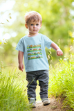 Little boy with blow cozy beep shirt