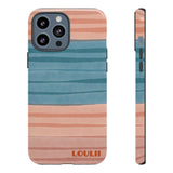 Loulii Fun™ Phone Case in pale pink and blue ribbon stripes