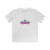 LouliiBot™ Robo Flying Saucer -Purple t-shirt in white