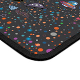 LouliiBot™ Space Friends Gaming Mouse Pad in black up close corner of pad