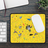 LouliiBot™ Space Friends Gaming Mouse Pad in yellow with a mouse on it