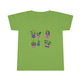 Happy Plants t-shirt that shows happy plants in pots in the color lime