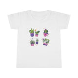 Happy Plants t-shirt that shows happy plants in pots in the color white