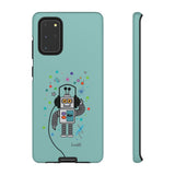 LouliiBot™ Space Friends cute robot with head phones phone case in turquise
