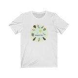 Loulii design tropical chic artwork on a t-shirt that is white
