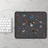 LouliiBot™ Space Friends Gaming Mouse Pad in black next to a keyboard