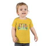 Little girls wearing a Swing Set Toddler T-shirt in yellow