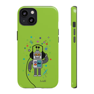 LouliiBot™ Space Friends cute robot with head phones phone case in green