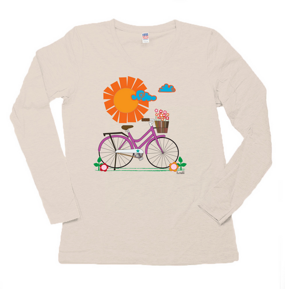 Bike Ride t-shirt in sand color, long sleeves