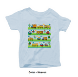 Blue (Heaven) color cozy little beep t-shirt with cute animals driving cute vehicles
