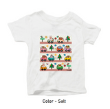 White (Salt) color cozy little beep t-shirt with cute animals driving cute vehicles
