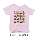 Rose pink color cozy little beep t-shirt with cute animals driving cute vehicles