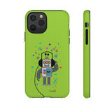 LouliiBot™ Space Friends cute robot with head phones phone case in green