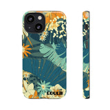 Loulii Blossom™ phone case that shows elegant flowers in a tropical setting