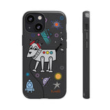 LouliiBot™ Space Friends phone case showing a cute robot dog in black 
