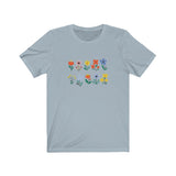 Garden Flowers Unisex s t-shirt that shows colorful flowers in the color light blue