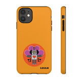 LouliiBot™ orange phone case with a cute robot with a heart