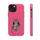 LouliiBot™ Space Friends cute robot with head phones phone case in pink