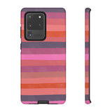 Loulii Fun™ Phone Case in pale pink and reds ribbon stripes
