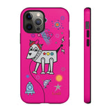 LouliiBot™ Space Friends phone case showing a cute robot dog in pink 