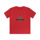 LouliiBot Robo2 DJ tee for kids that show a cute robot that is being a DJ in the color red