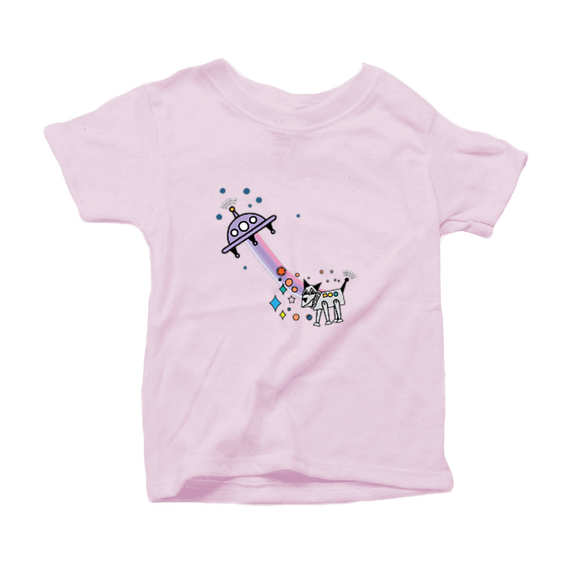 Space RoboDog Toddler T-Shirt 100% Organic t-shirt in pink